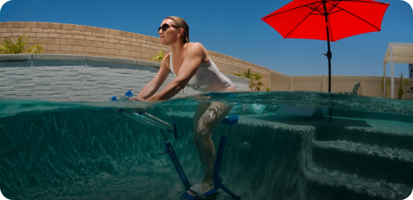 Woman exercising in a swim spa