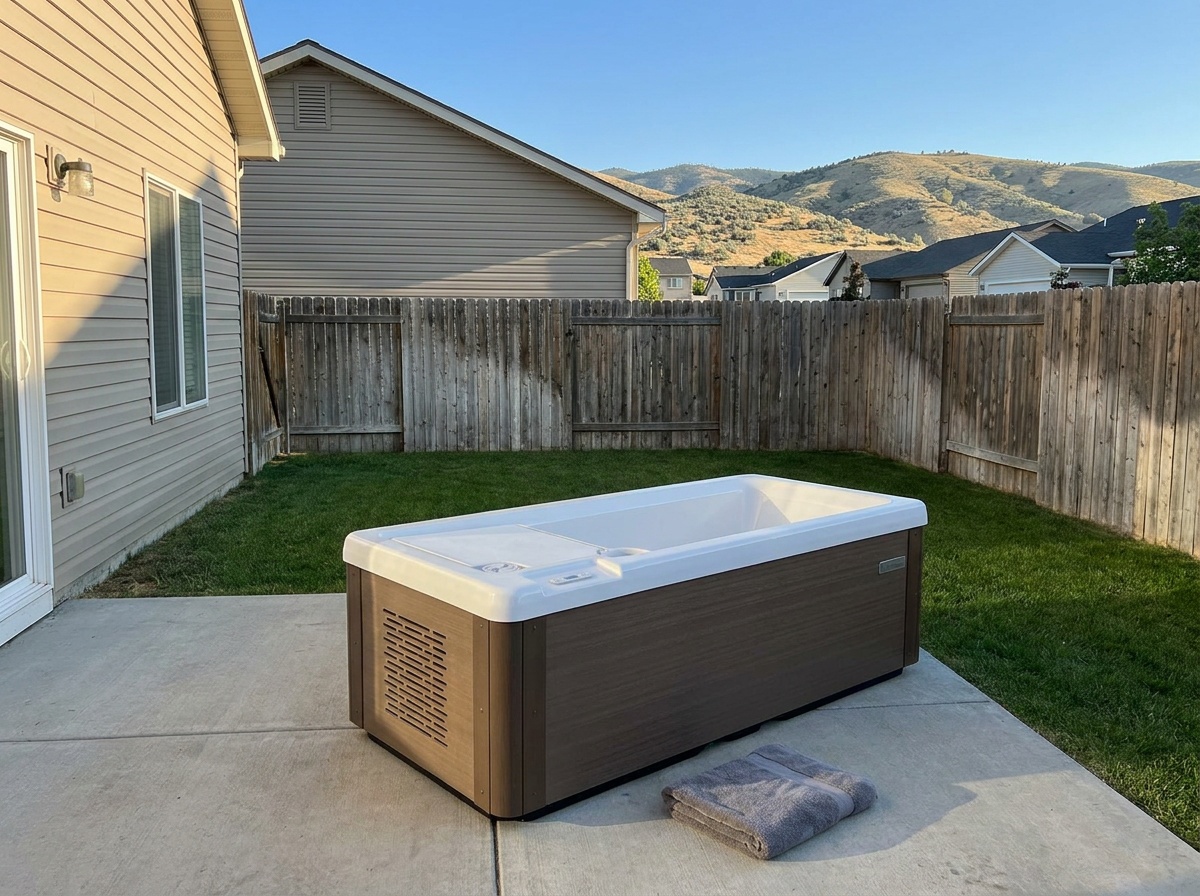 Vigor cold plunge on a backyard patio